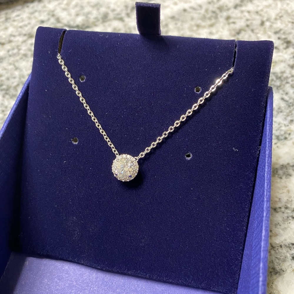 Swarovski Cubic Zirconia Round Pendant with Halo